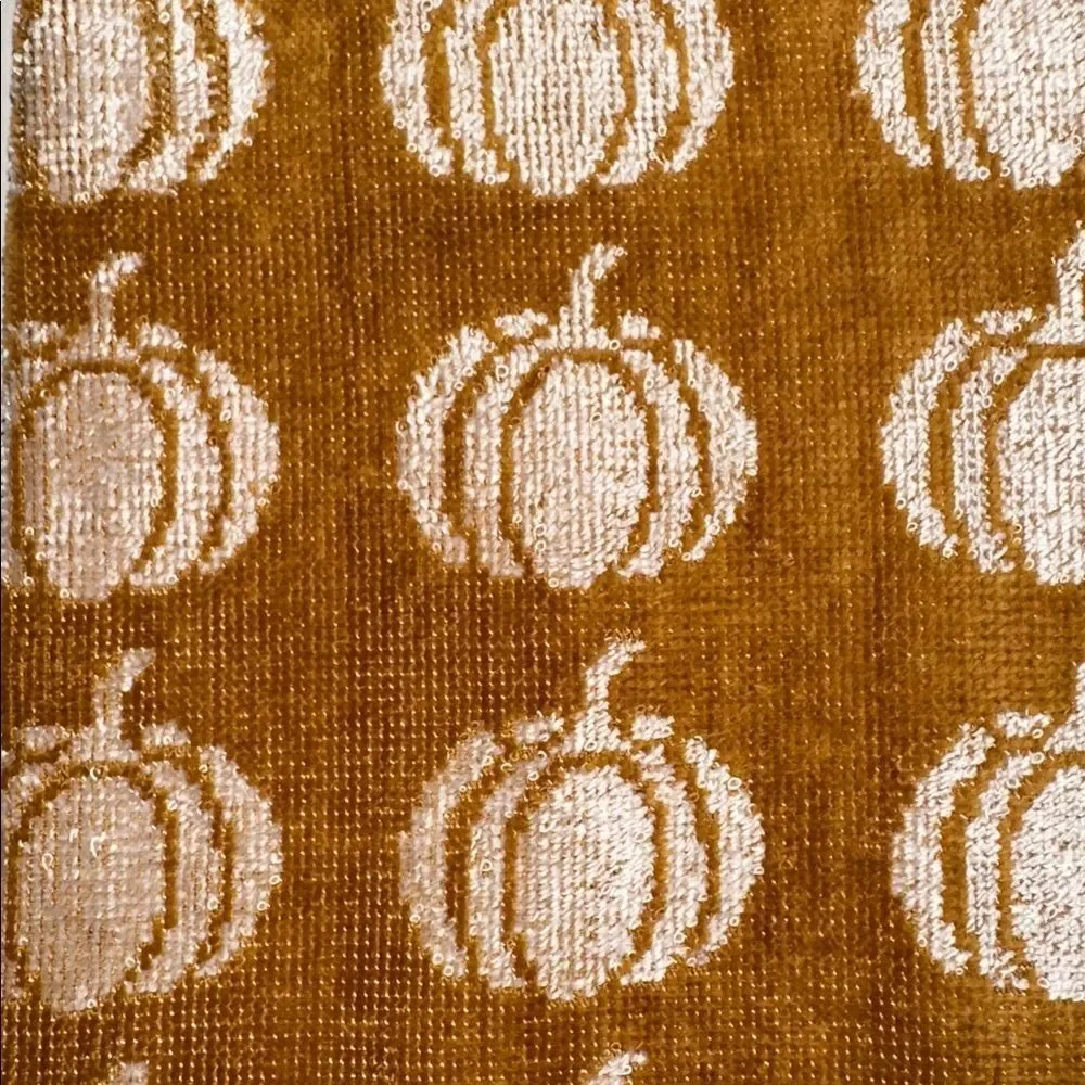 ENVOGUE Caramel Brown White Burgundy Green Harvest Pumpkin Fringe Kitchen Towels